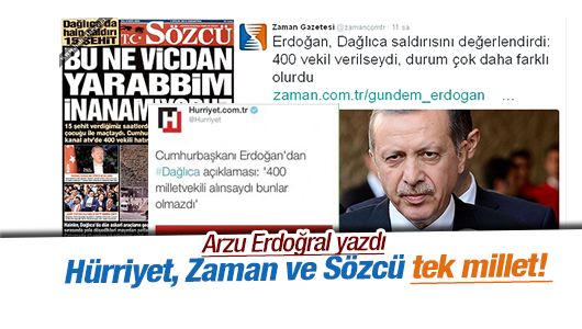 Arzu Erdoğral : Hürriyet, Zaman ve Sözcü tek millet! 